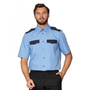 Рубашка охранника с коротким рукавом, цвет голубой/темно-синий 
